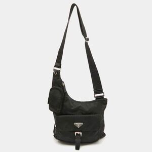 Prada Black Nylon Pocket Crossbody Bag- Vintage w/ cellphone pocket